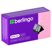 Зажимы для бумаг Berlingo 25мм, черные, 12 шт/уп